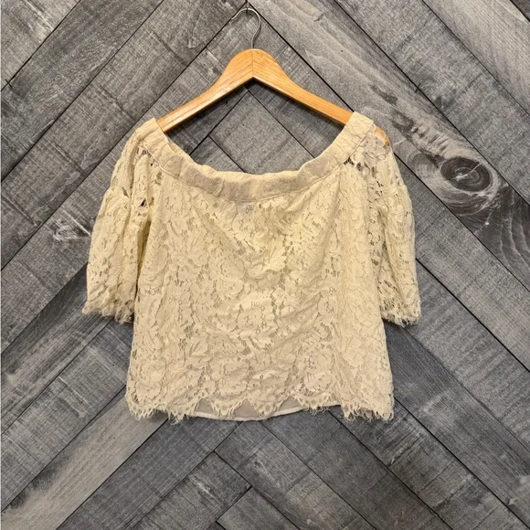 Jessica Simpson Cream Off Shoulder Lace Blouse. Boho Beachy Whimsical Fairy Core - Picture 6 of 8